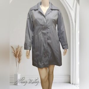 Hilary Radley Double Breasted Trench Women's Coat Size Large Color Blue